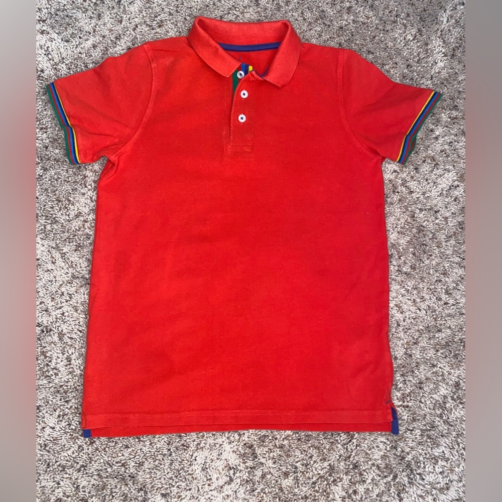 Boden Boys  Polo Size 13-14y Striped Collar With Striped Bands Around Arms